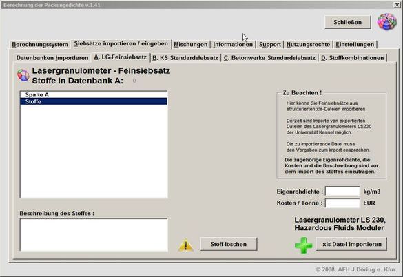 Import Lasergranulometer Feinsiebsatz